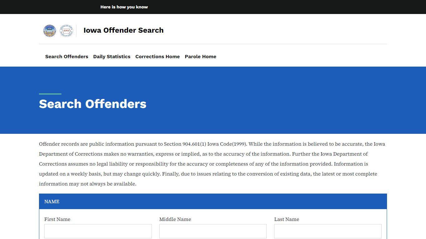 Search Offender - DOC Offender