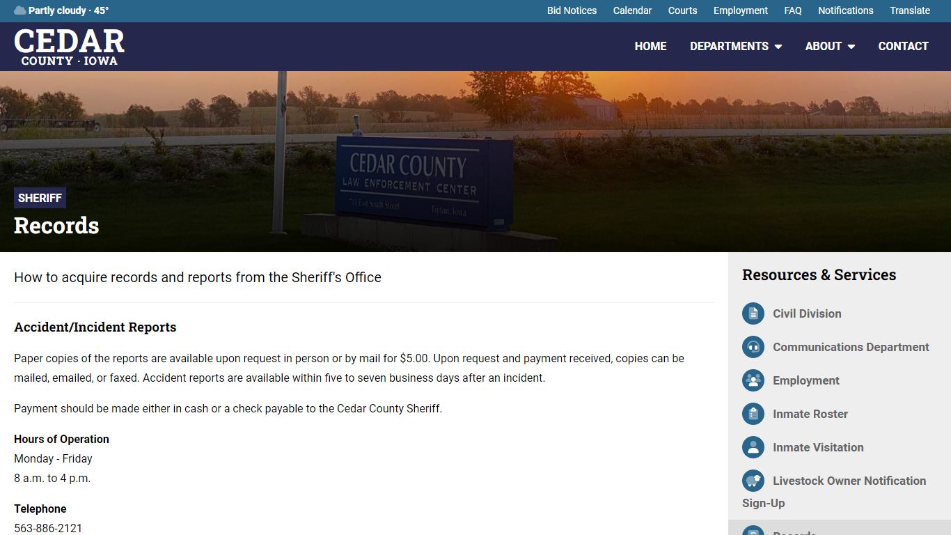 Records - Sheriff - Cedar County, Iowa